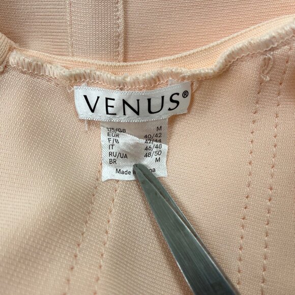 Venus Womens Blush Pink Bandage Midi Dress Sleeveless Ruffle Mermaid Hem Sz S - Picture 7 of 9